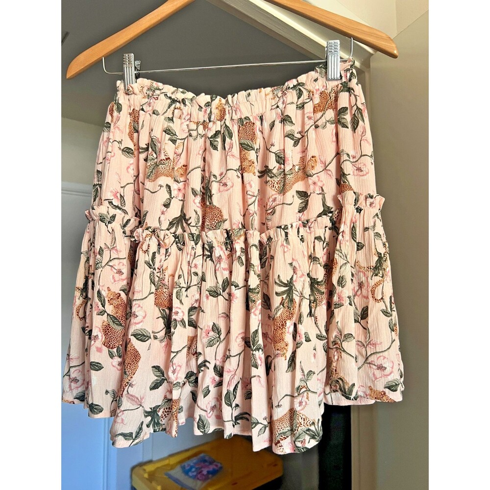 MINKPINK Leopard Floral Tiered Mini Skirt